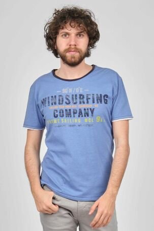 Mcl Erkek Baskılı Slim Fit Bisiklet Yaka T-Shirt 2070154 Mavi - 3