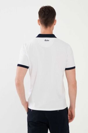 Mcl Erkek Polo Yaka Pamuklu Slim Fit T-Shirt 26893 Beyaz - 3