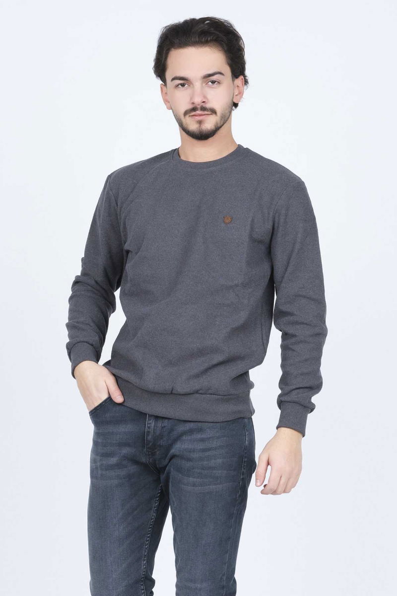 Metropolitan Erkek Bisiklet Yaka Sweatshirt 6240101 Füme - 1