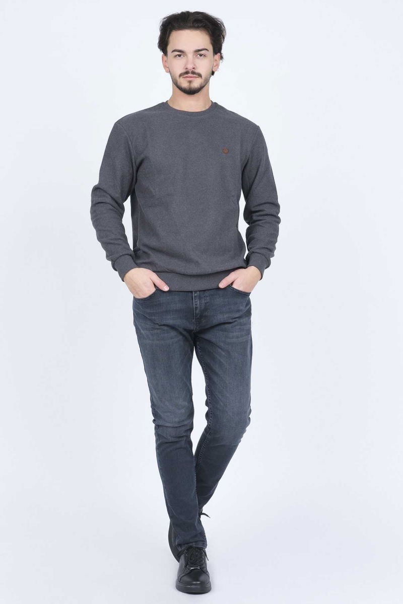 Metropolitan Erkek Bisiklet Yaka Sweatshirt 6240101 Füme - 2