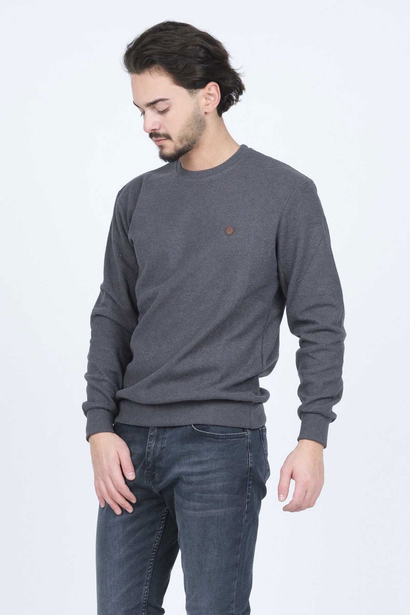 Metropolitan Erkek Bisiklet Yaka Sweatshirt 6240101 Füme - 3