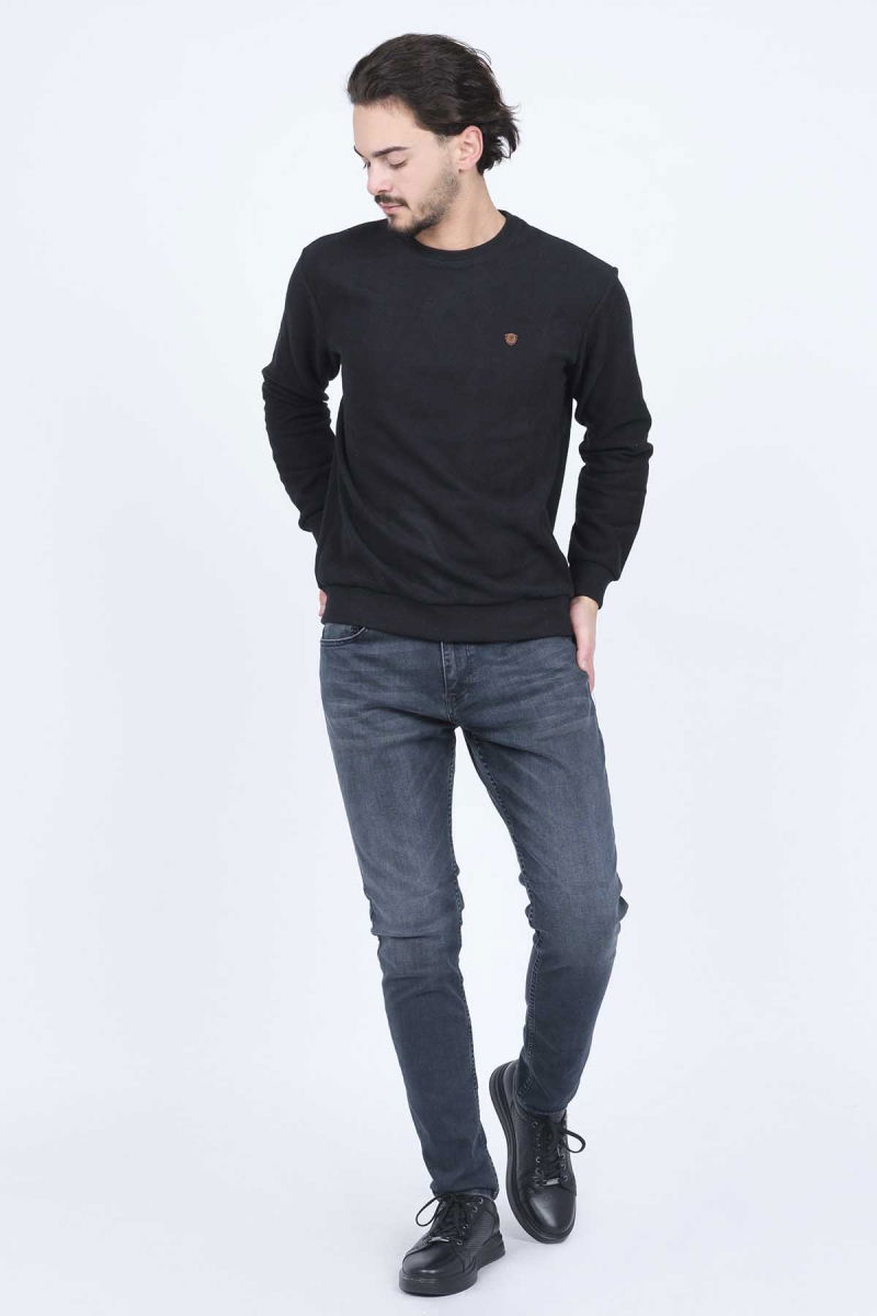 Metropolitan Erkek Bisiklet Yaka Sweatshirt 6240101 Siyah - 2