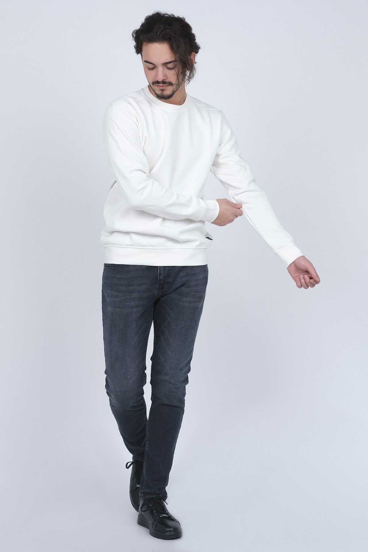 Metropolitan Erkek Bisiklet Yaka Sweatshirt 62422106 Beyaz - 2