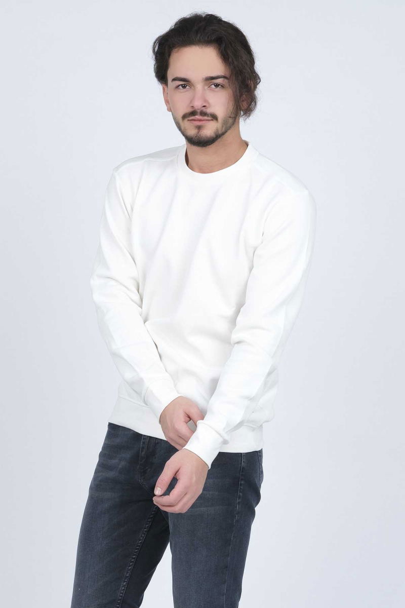 Metropolitan Erkek Bisiklet Yaka Sweatshirt 62422106 Beyaz - 3