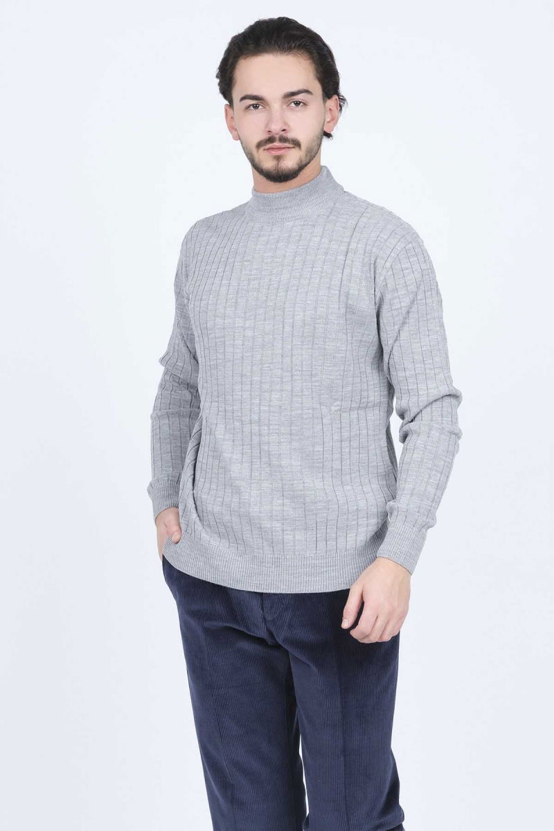 Metropolitan Erkek Fitilli Yarım Balıkçı Triko Kazak 6244018 Gri - 1