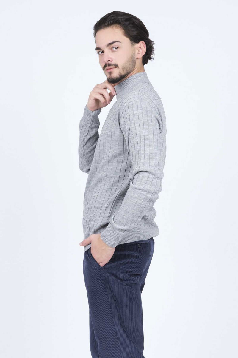 Metropolitan Erkek Fitilli Yarım Balıkçı Triko Kazak 6244018 Gri - 3