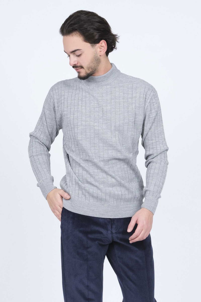 Metropolitan Erkek Fitilli Yarım Balıkçı Triko Kazak 6244018 Gri - 4