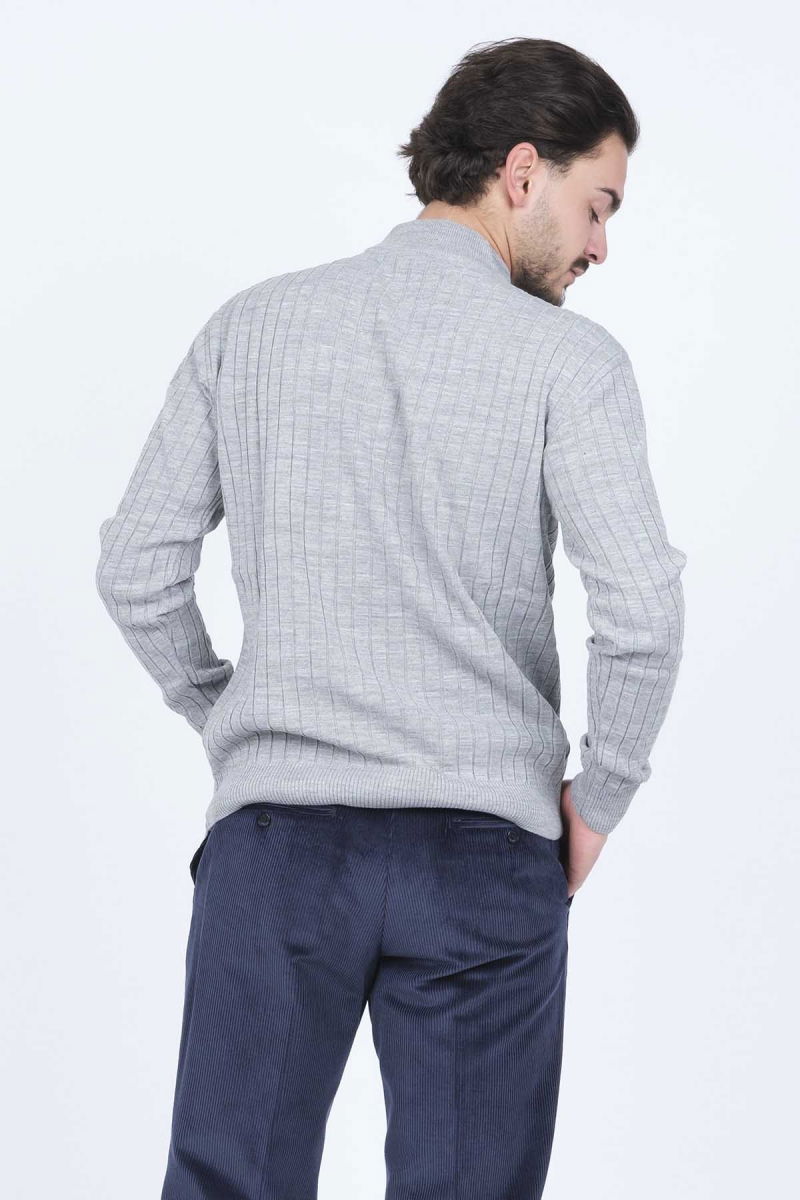 Metropolitan Erkek Fitilli Yarım Balıkçı Triko Kazak 6244018 Gri - 5