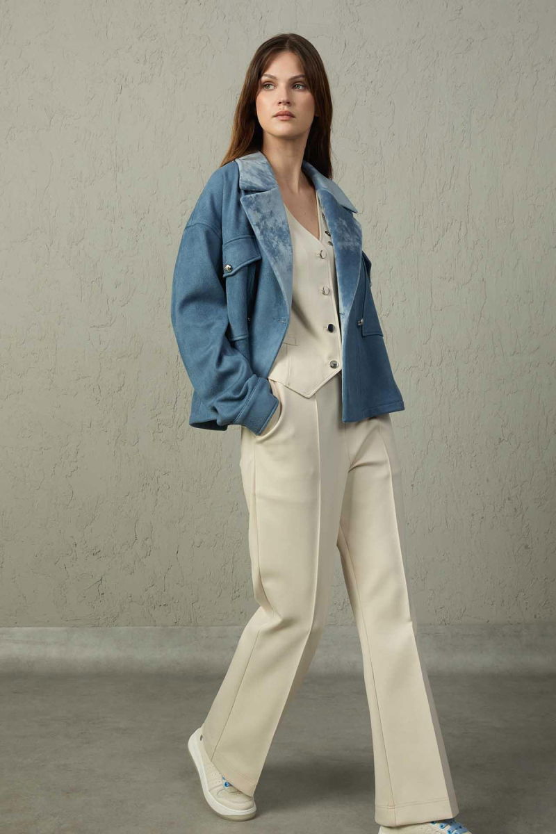 Mezzura Kadın Beli Lastikli İspanyol Paça Pantolon 1580 Taş - Mezzura