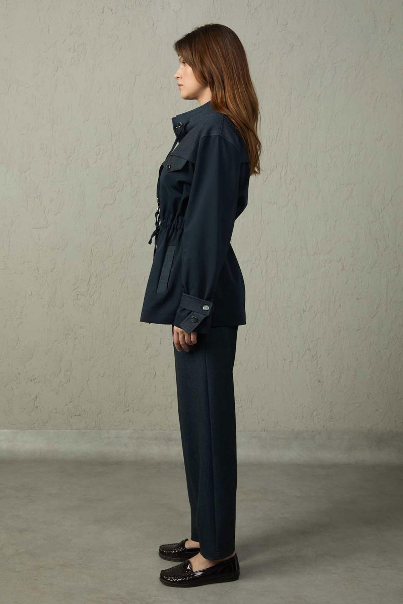 Mezzura Kadın Boru Paça Normal Bel Pantolon 1501 Lacivert - 3