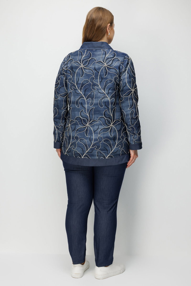 Moda İlgi Kadın Büyük Beden Çiçek Desen Nakışlı Fermuarlı Tunik 0375 Lacivert - 4