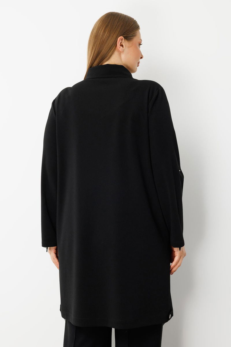 Moda İlgi Kadın Büyük Beden Ön Kapama Çıtçıtlı Fermuarlı Gofre Kumaş Tunik 0017 Bordo - 4