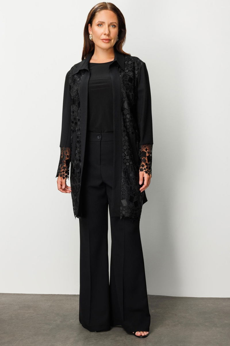 Moda İlgi Kadın Büyük Beden Önü Güpür Dantelli Tunik 0256 Siyah - Moda İlgi