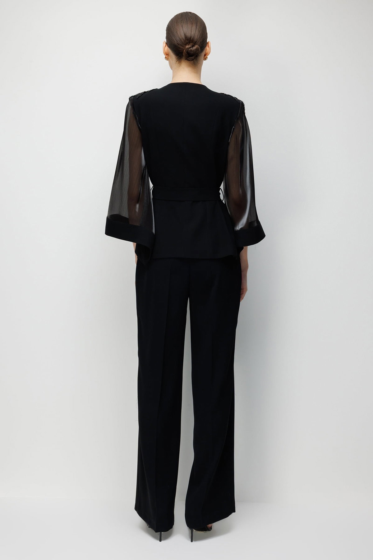 Moda İlgi Kadın İspanyol Paça Dokuma Pantolon 5019 Siyah - 4