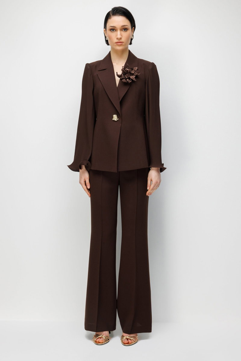 Moda İlgi Kadın Krep Kumaş İspanyol Paça Pantolon 5025 Kahverengi - 3