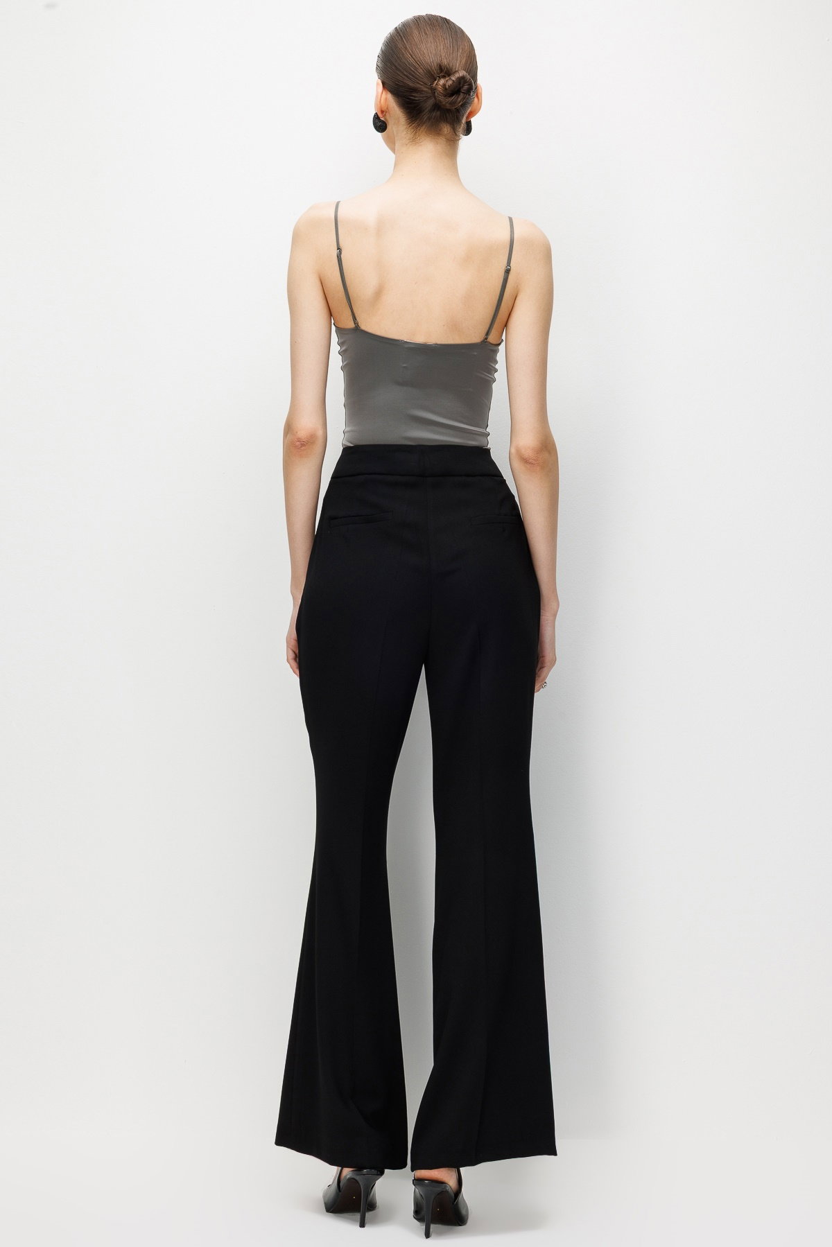 Moda İlgi Kadın Krep Kumaş İspanyol Paça Pantolon 5025 Siyah - 4