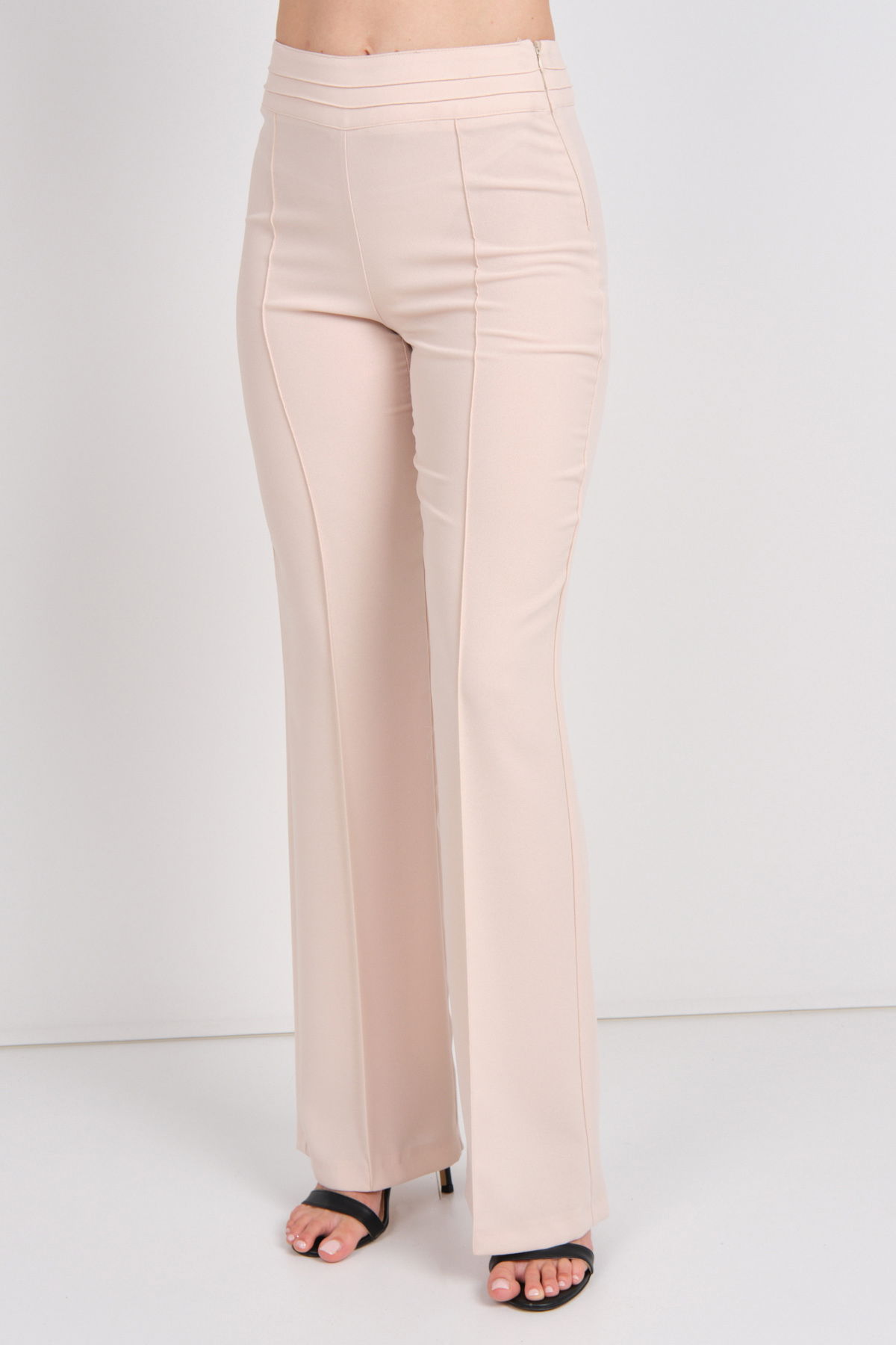 Moda İlgi Kadın Yüksek Bel İspanyol Paça Pantolon 4042 Taş - 3