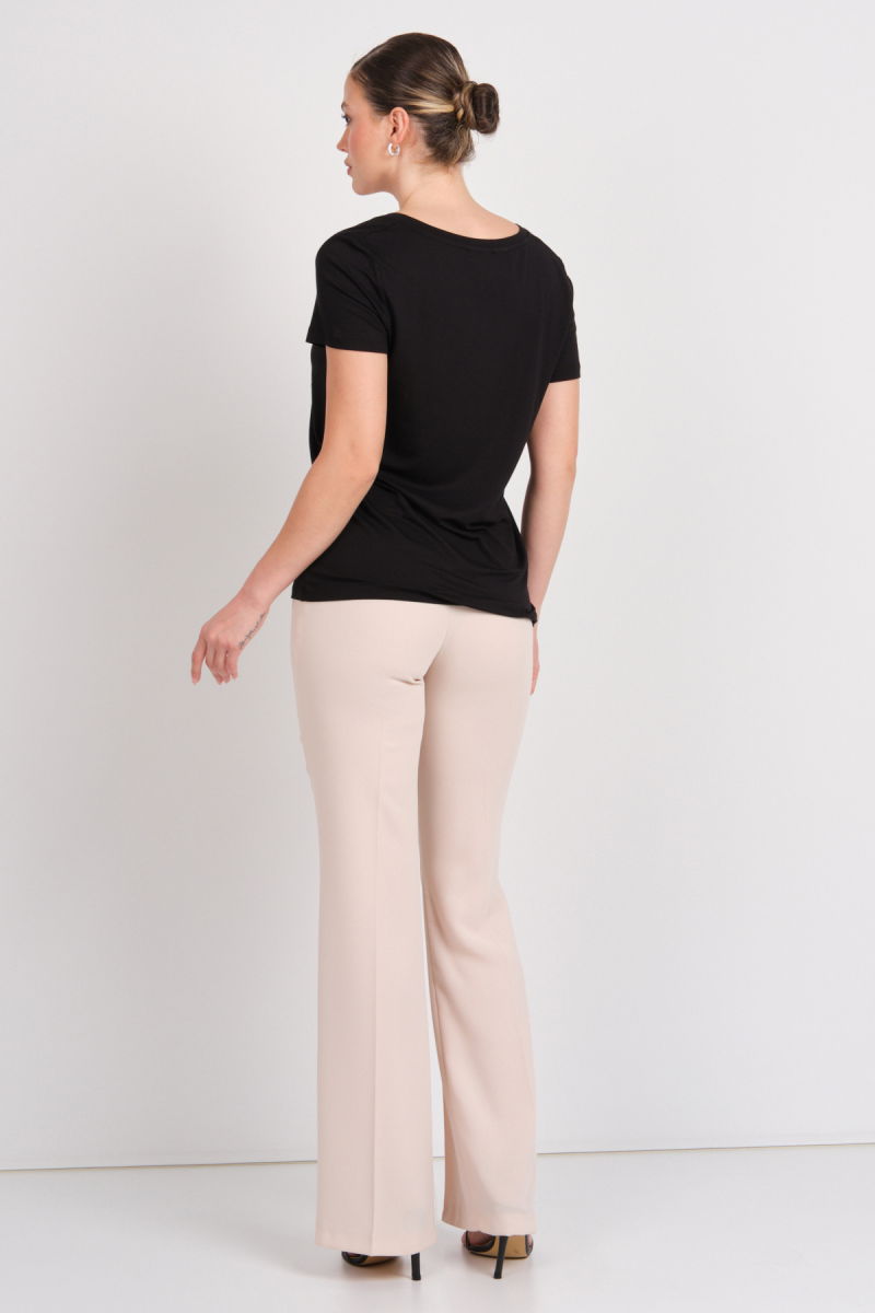 Moda İlgi Kadın Yüksek Bel İspanyol Paça Pantolon 4042 Taş - 4