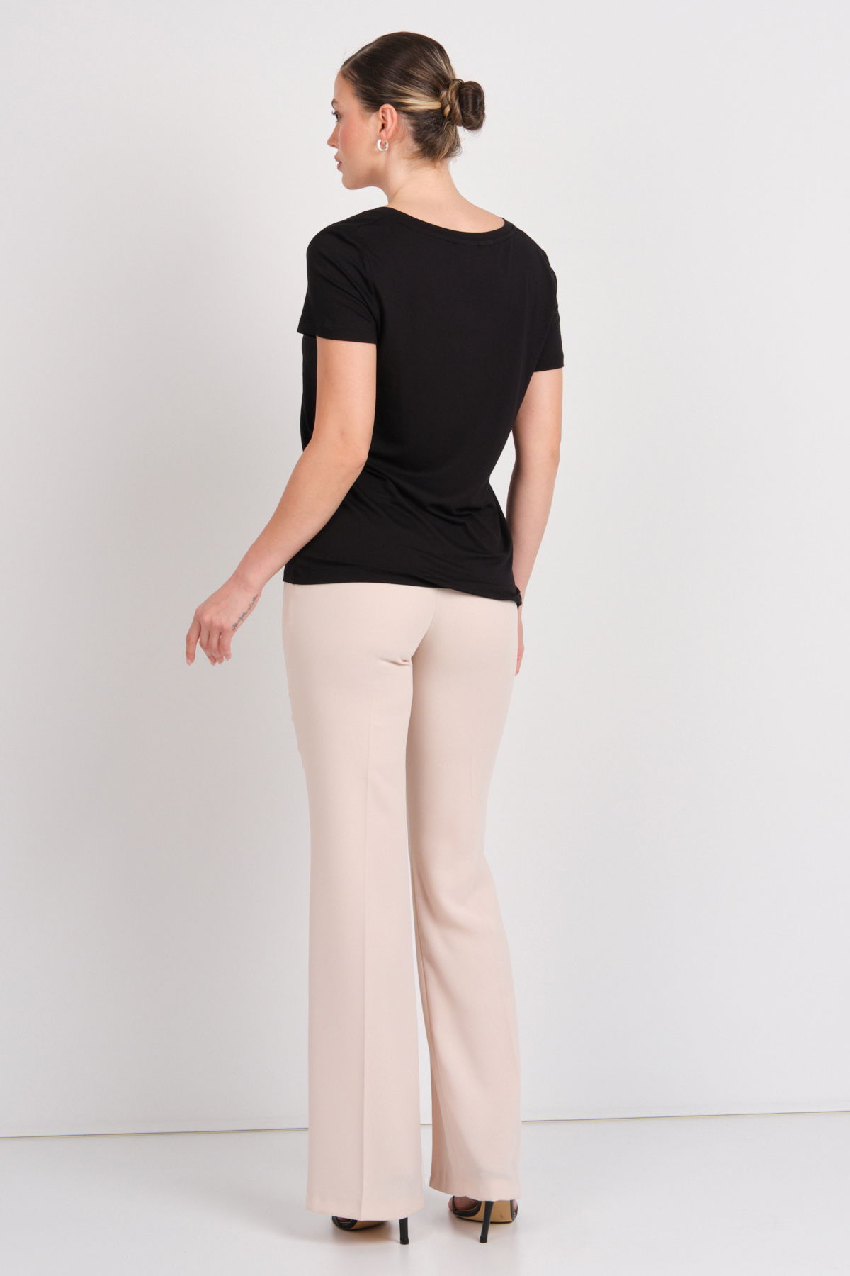 Moda İlgi Kadın Yüksek Bel İspanyol Paça Pantolon 4042 Taş - 4