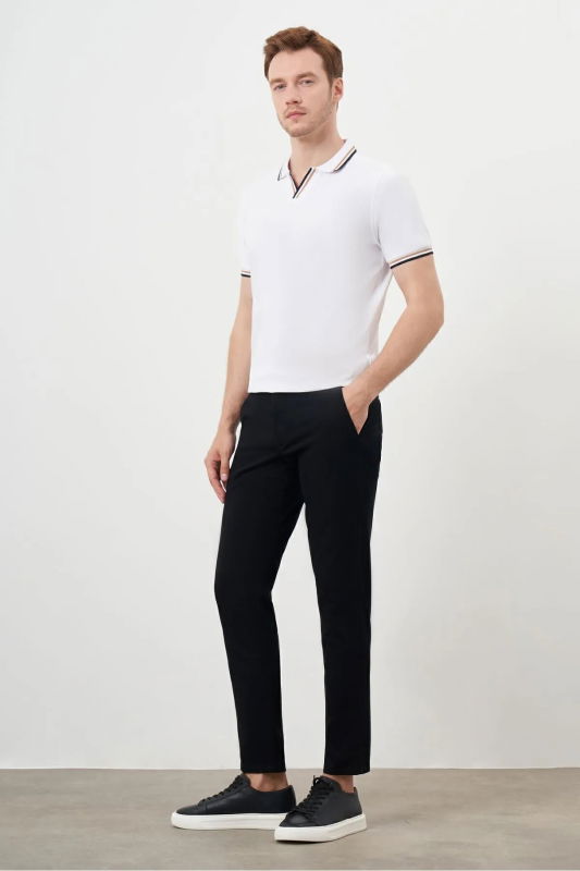 Morven Erkek Yazlık Pileli Slim Fit Chino Pantolon 24YS003006 Siyah 