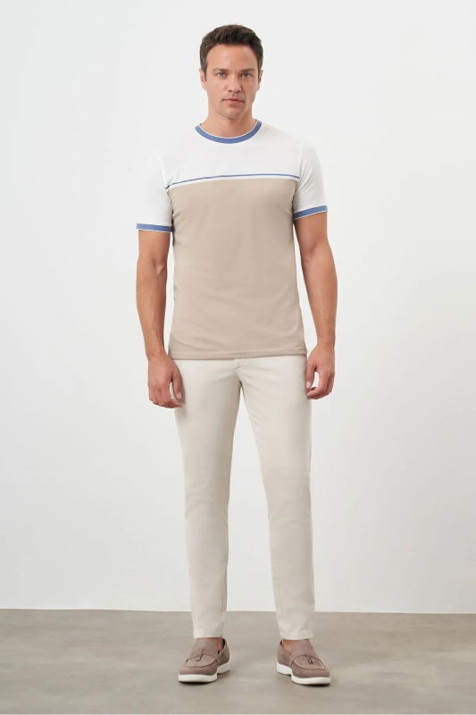 Morven Erkek Yazlık Pileli Slim Fit Chino Pantolon 24YS003006 Taş - 3