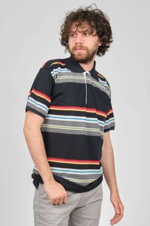 Neyir Erkek Cep Detaylı Çizgili Polo Yaka T-Shirt 1340027 Lacivert - 1