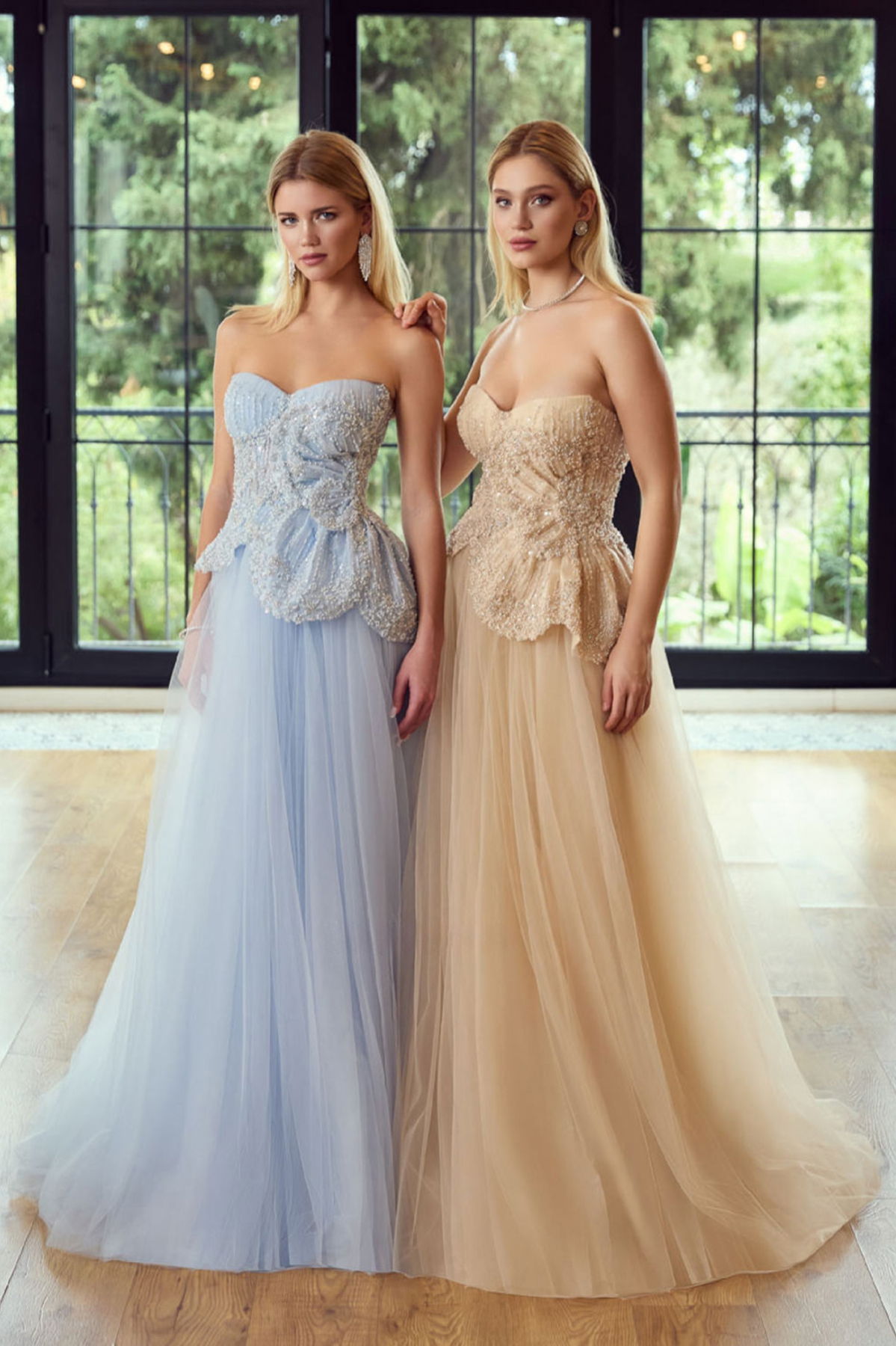 Ömür Inn Kadın Straplez Taş ve Boncuk İşlemeli Uzun Abiye Elbise 6702 Buz Mavi - 1