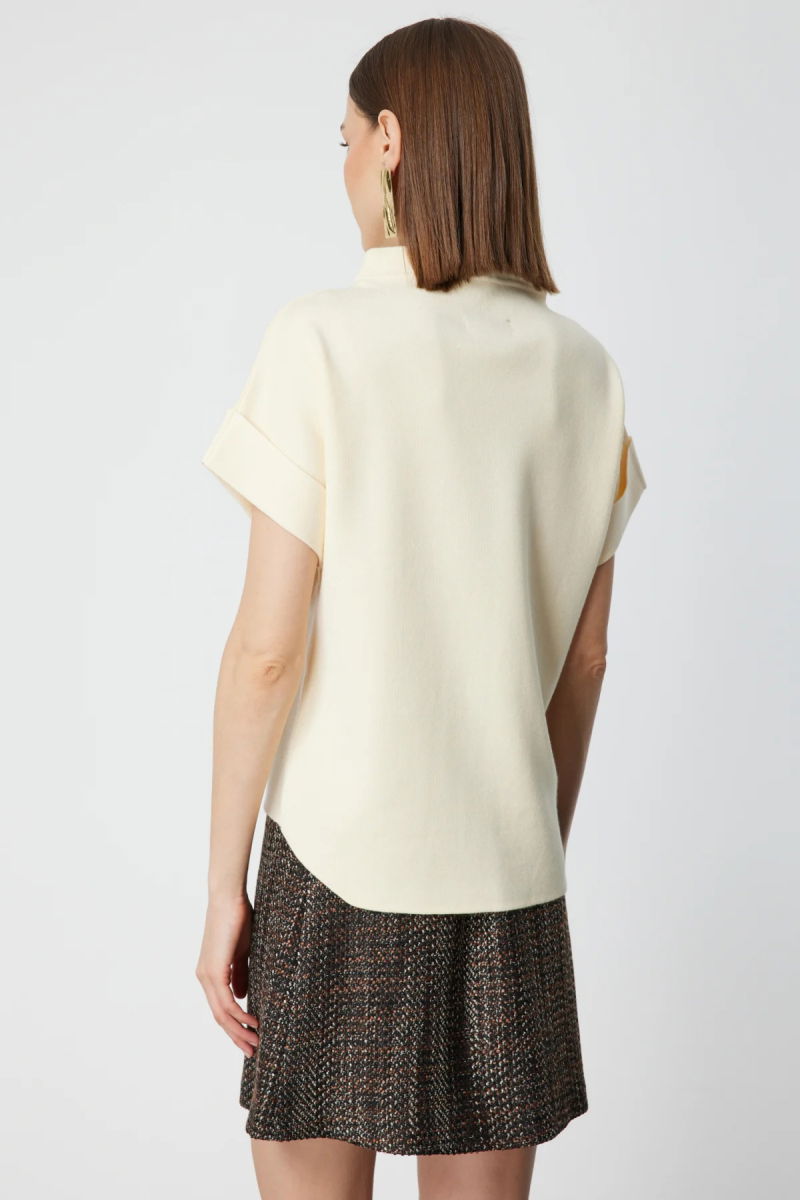 On Kadın Aksesuar Detaylı Dik Yaka Triko Kazak 65340 Krem - 4