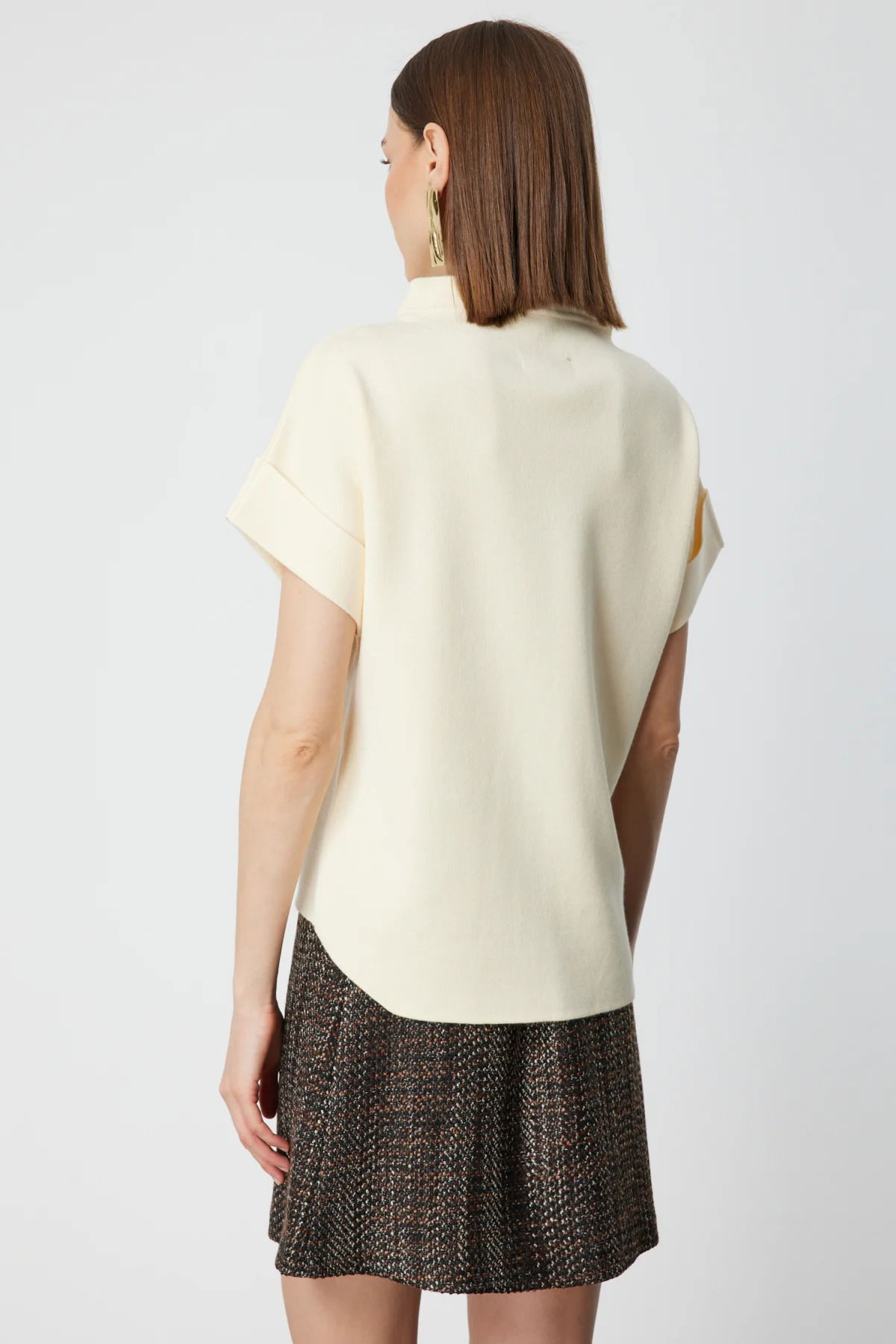 On Kadın Aksesuar Detaylı Dik Yaka Triko Kazak 65340 Krem - 4