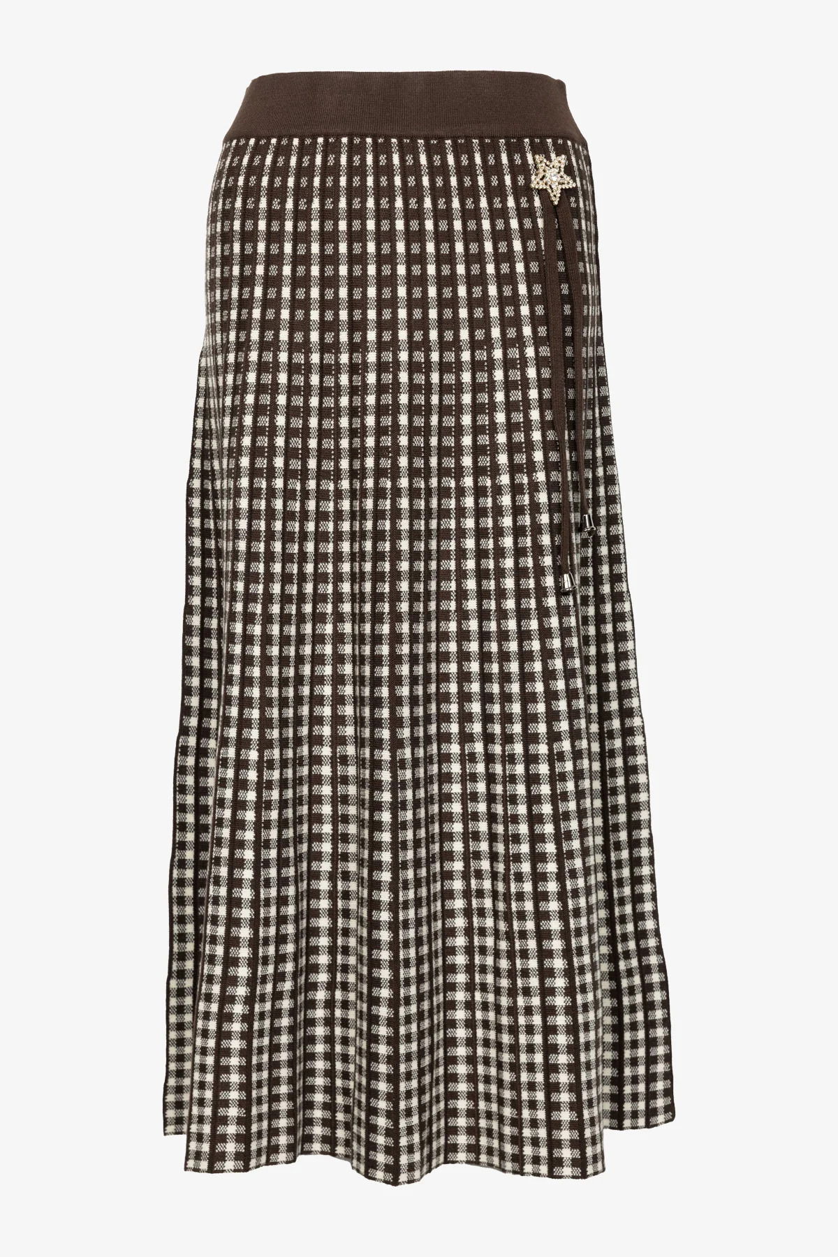 On Kadın Aksesuar Detaylı Midi Triko Etek 65208 Kahverengi - 2