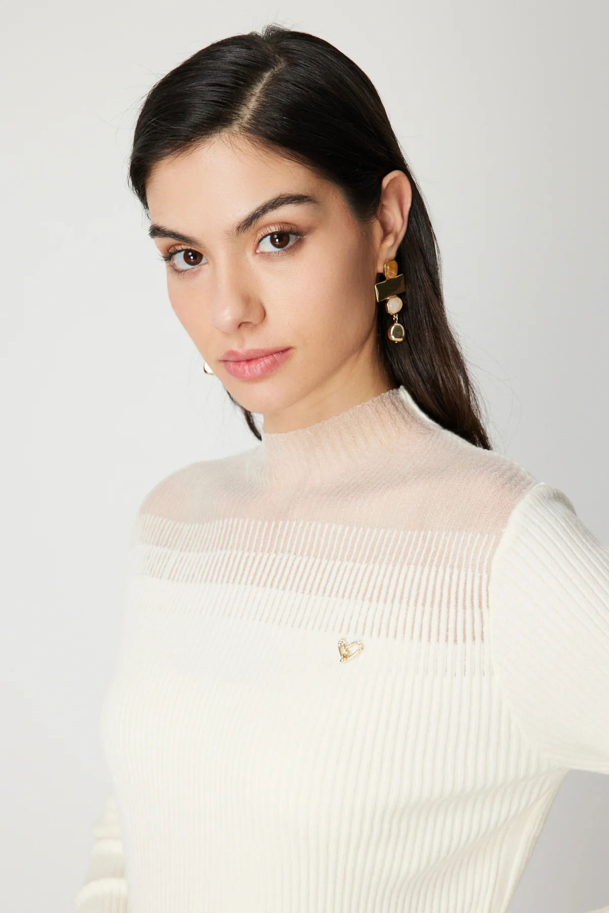 On Kadın Aksesuar Detaylı Triko Kazak 60346 Ekru - 2