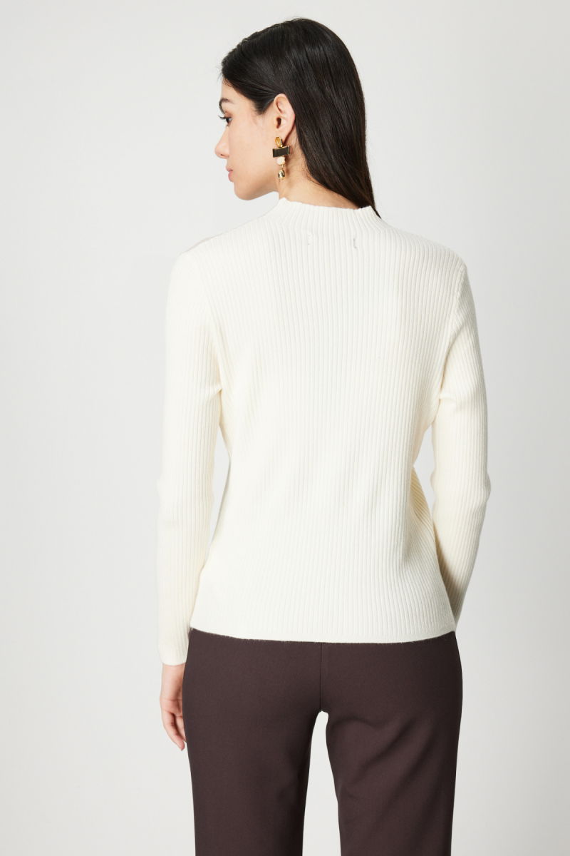 On Kadın Aksesuar Detaylı Triko Kazak 60346 Ekru - 4