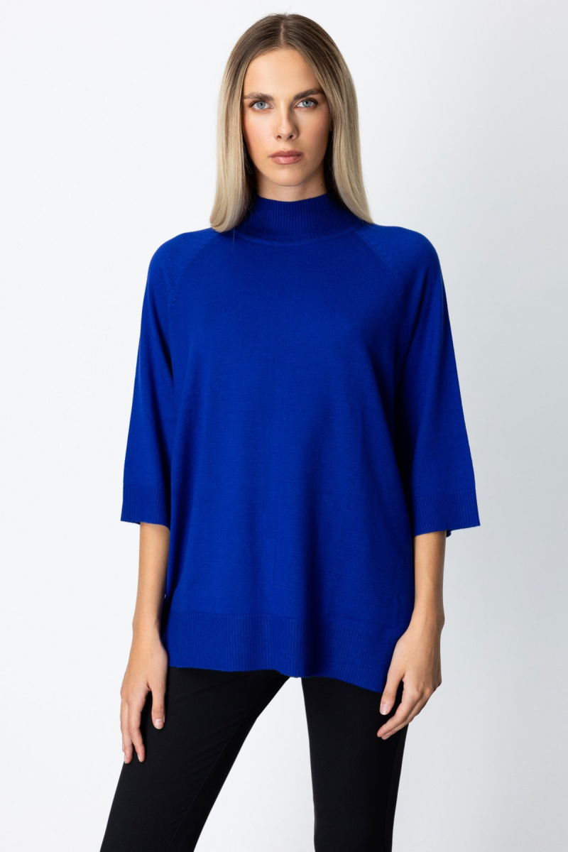 On Kadın Arkası Düğmeli Truvakar Kol Kazak 65310 Saks - On