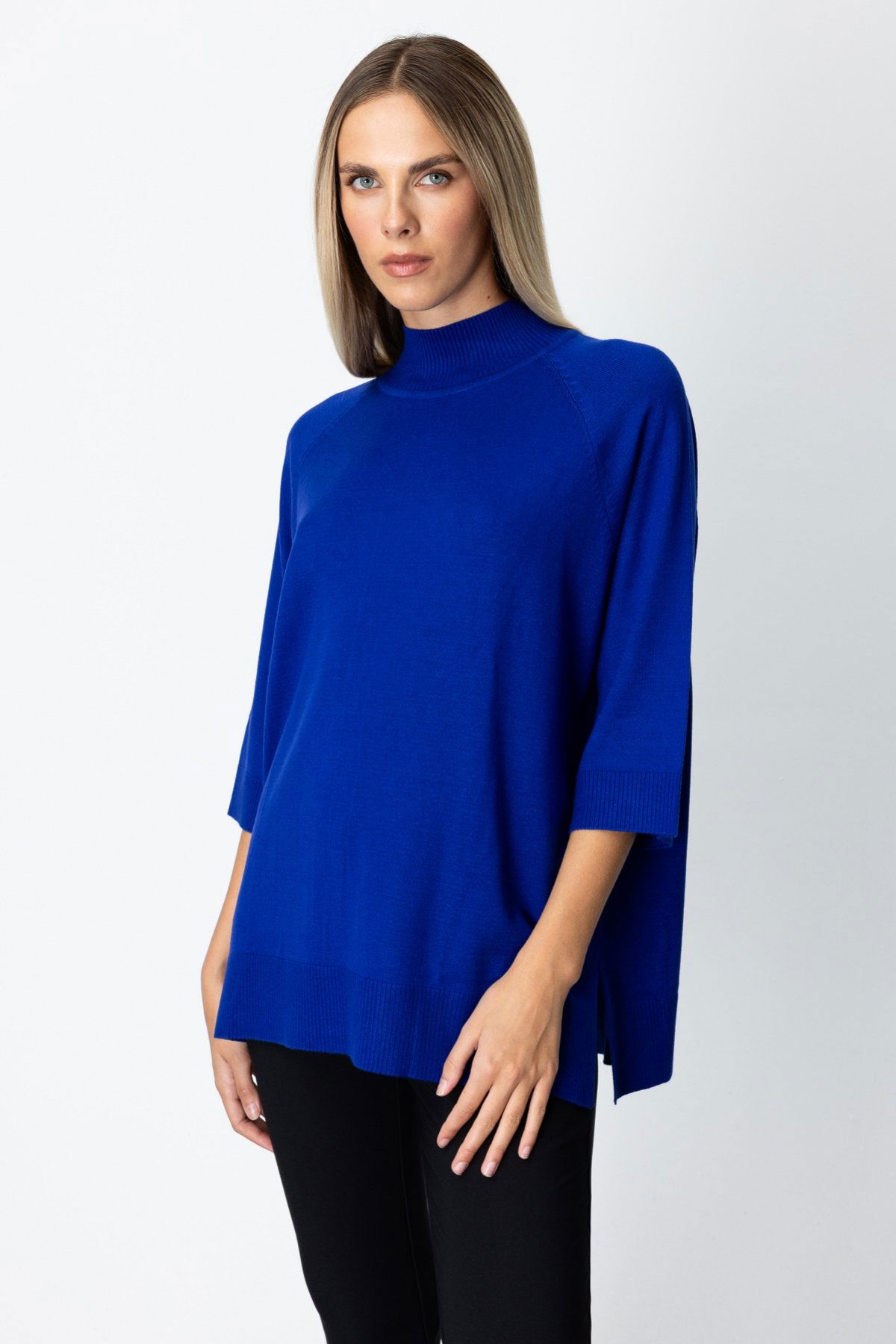 On Kadın Arkası Düğmeli Truvakar Kol Kazak 65310 Saks - 2