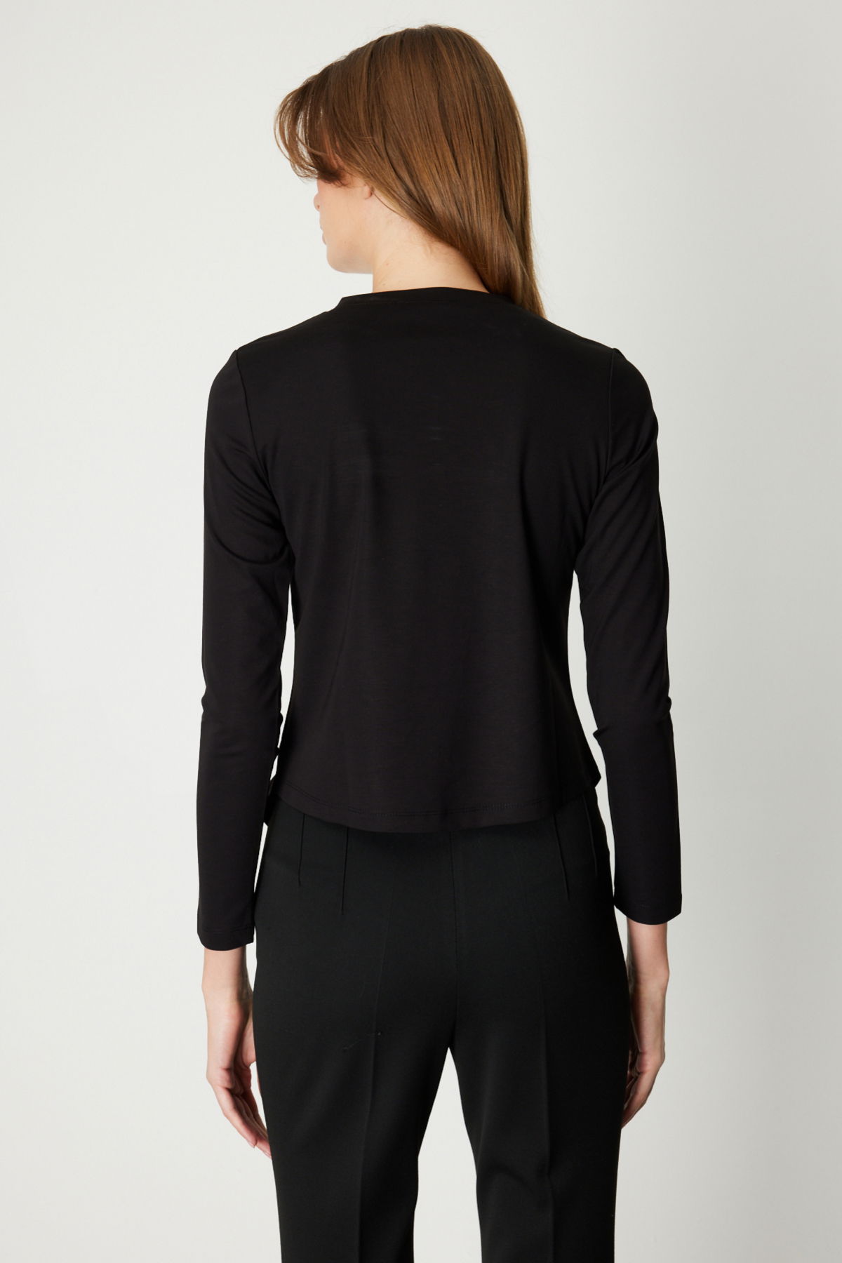 On Kadın Asimetrik Kesim Büzgü Detaylı Bluz 61376 Siyah - 4