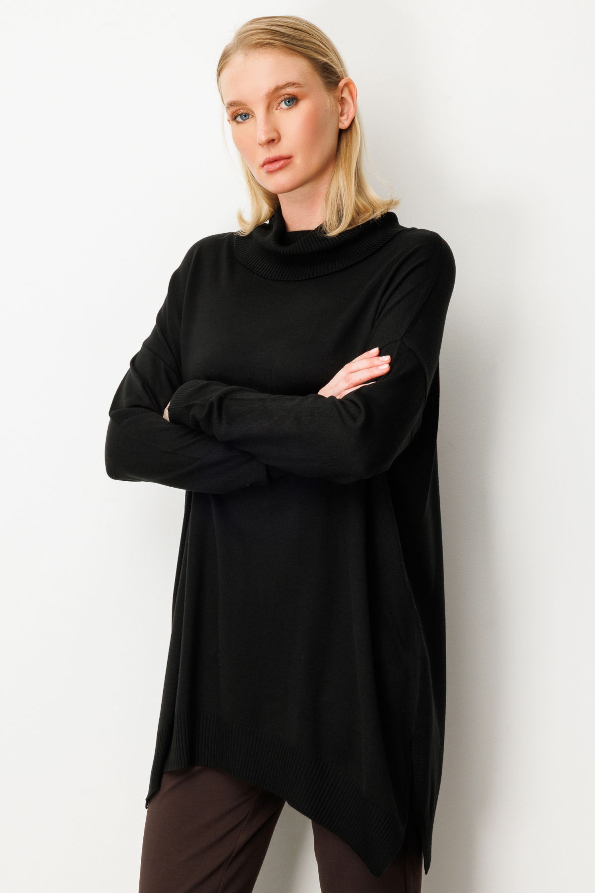 On Kadın Balıkçı Yaka Tunik 65317 Siyah - 2