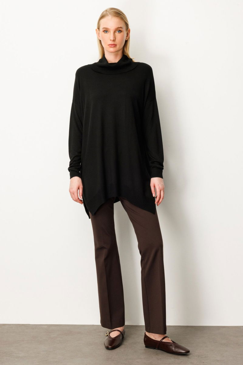 On Kadın Balıkçı Yaka Tunik 65317 Siyah - 3