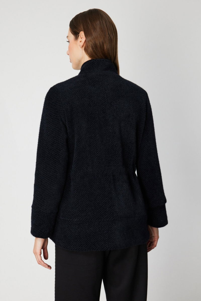 On Kadın Beli Bağcıklı Dik Yaka Mont 66721 Siyah - 4