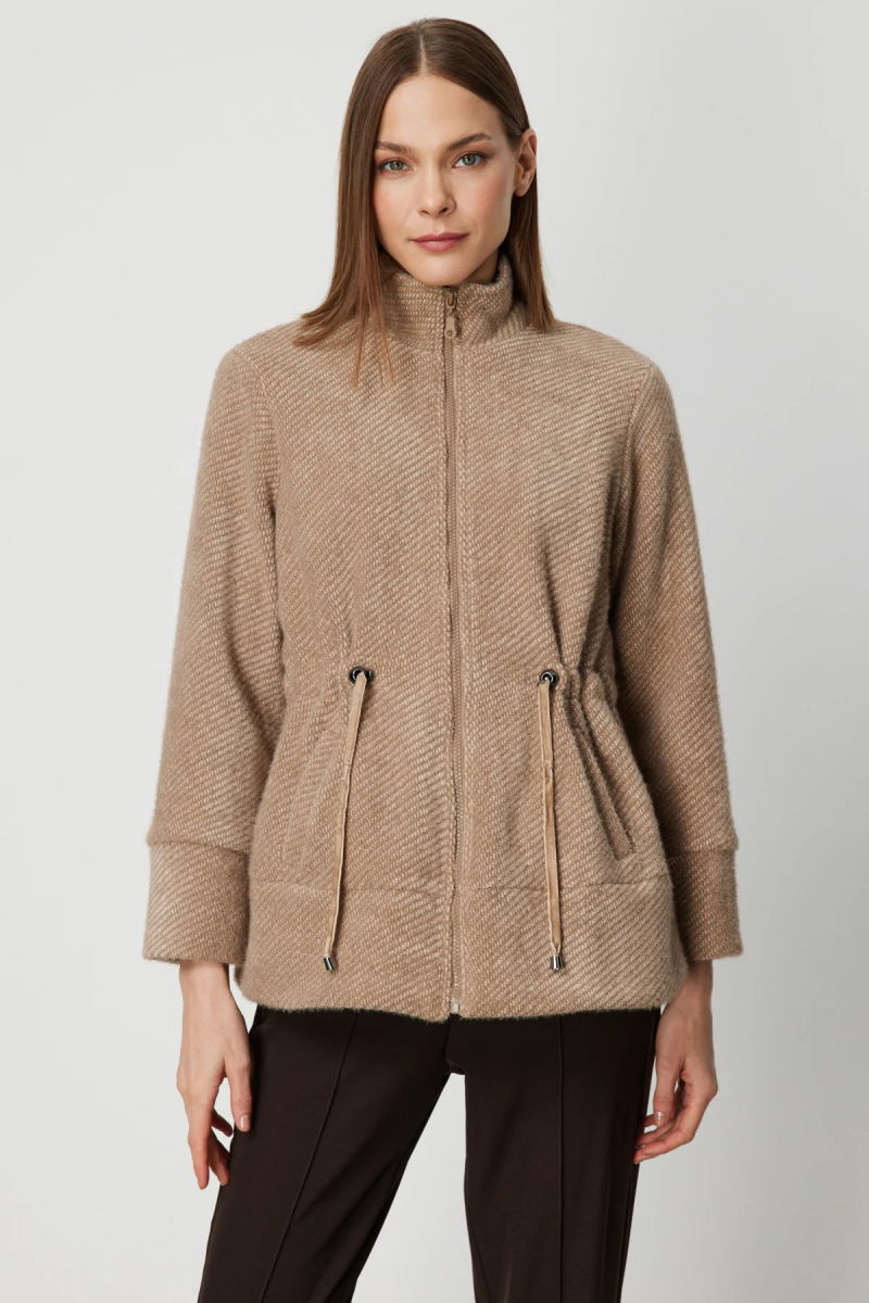 On Kadın Beli Bağcıklı Dik Yaka Mont 66721 Vizon - On