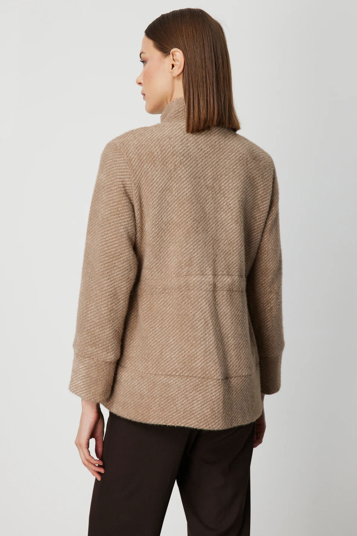 On Kadın Beli Bağcıklı Dik Yaka Mont 66721 Vizon - 4