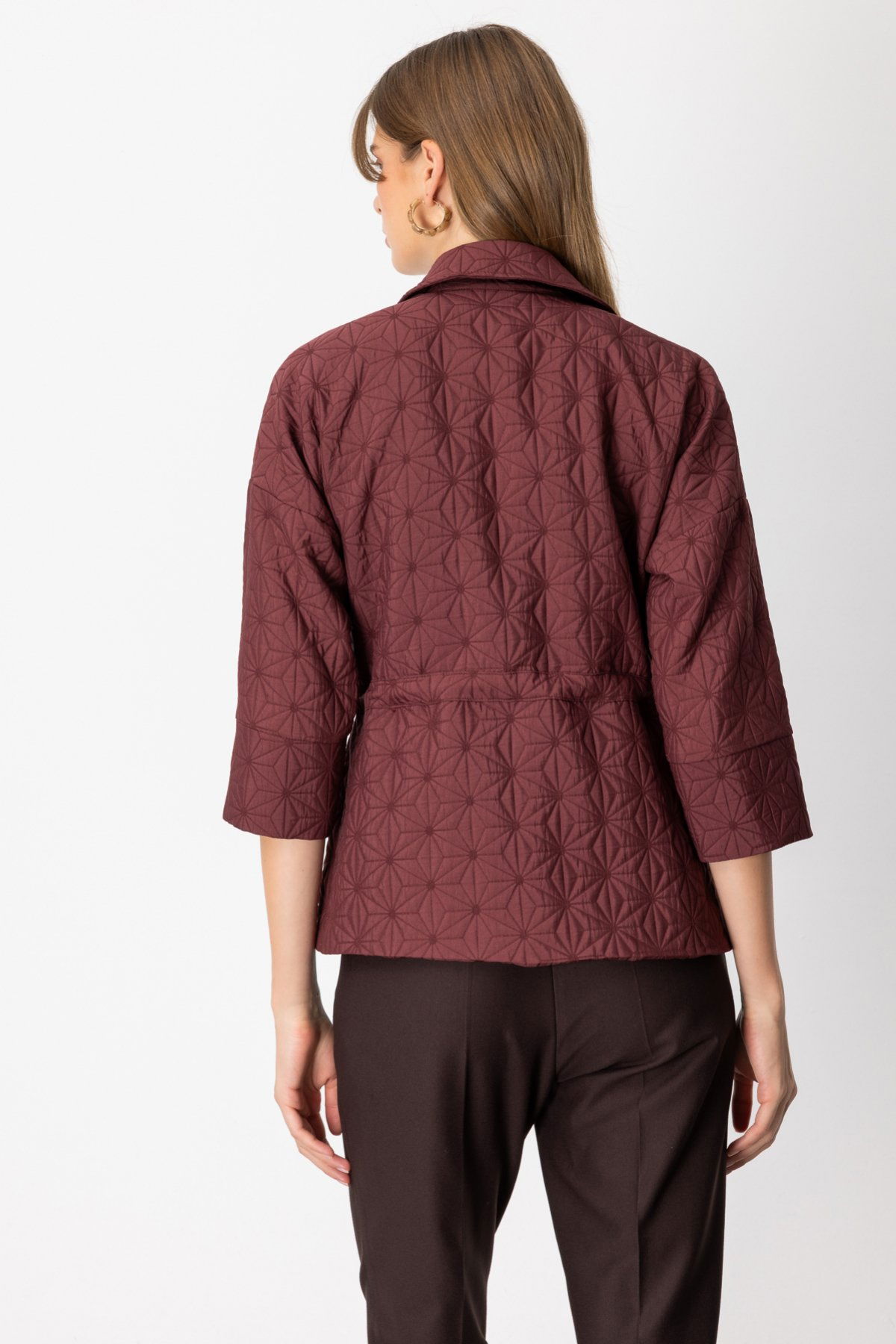 On Kadın Beli İpli Kapitone Ceket 62500 Bordo - 4
