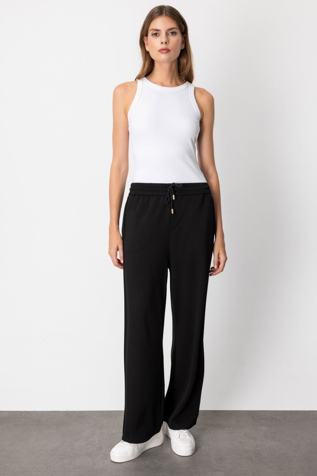 On Kadın Beli Lastikli Bol Paça Eşofman Altı 66510 Siyah - 2