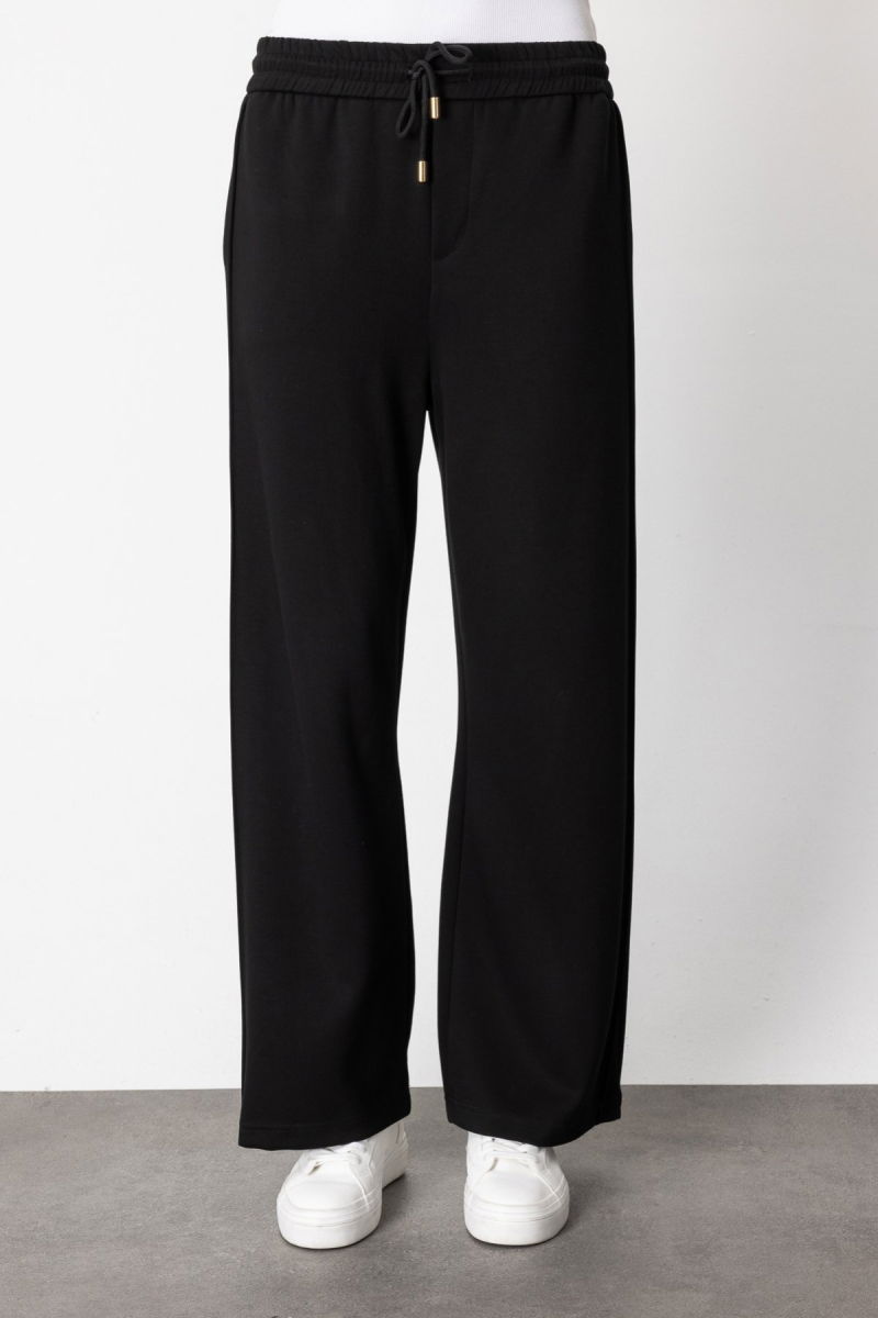 On Kadın Beli Lastikli Bol Paça Eşofman Altı 66510 Siyah - 3