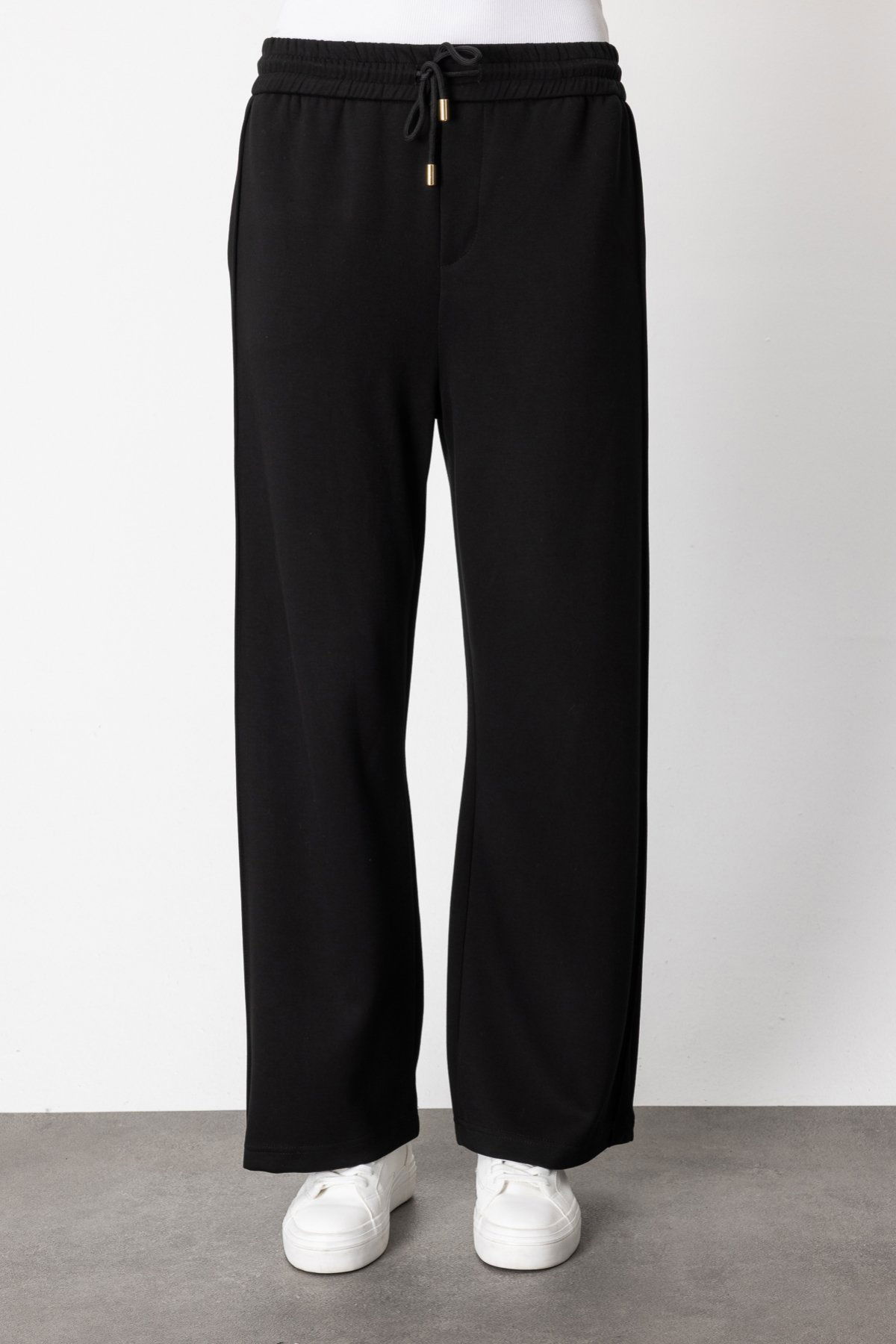 On Kadın Beli Lastikli Bol Paça Eşofman Altı 66510 Siyah - 3