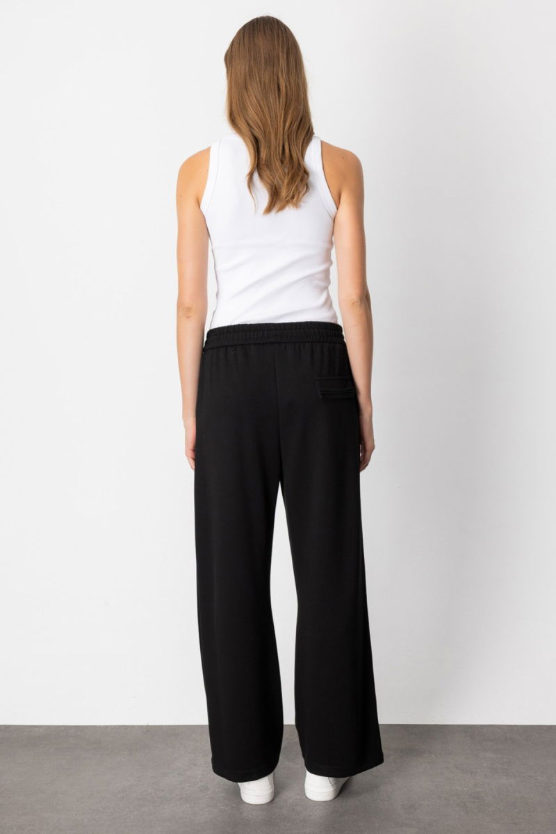 On Kadın Beli Lastikli Bol Paça Eşofman Altı 66510 Siyah - 4