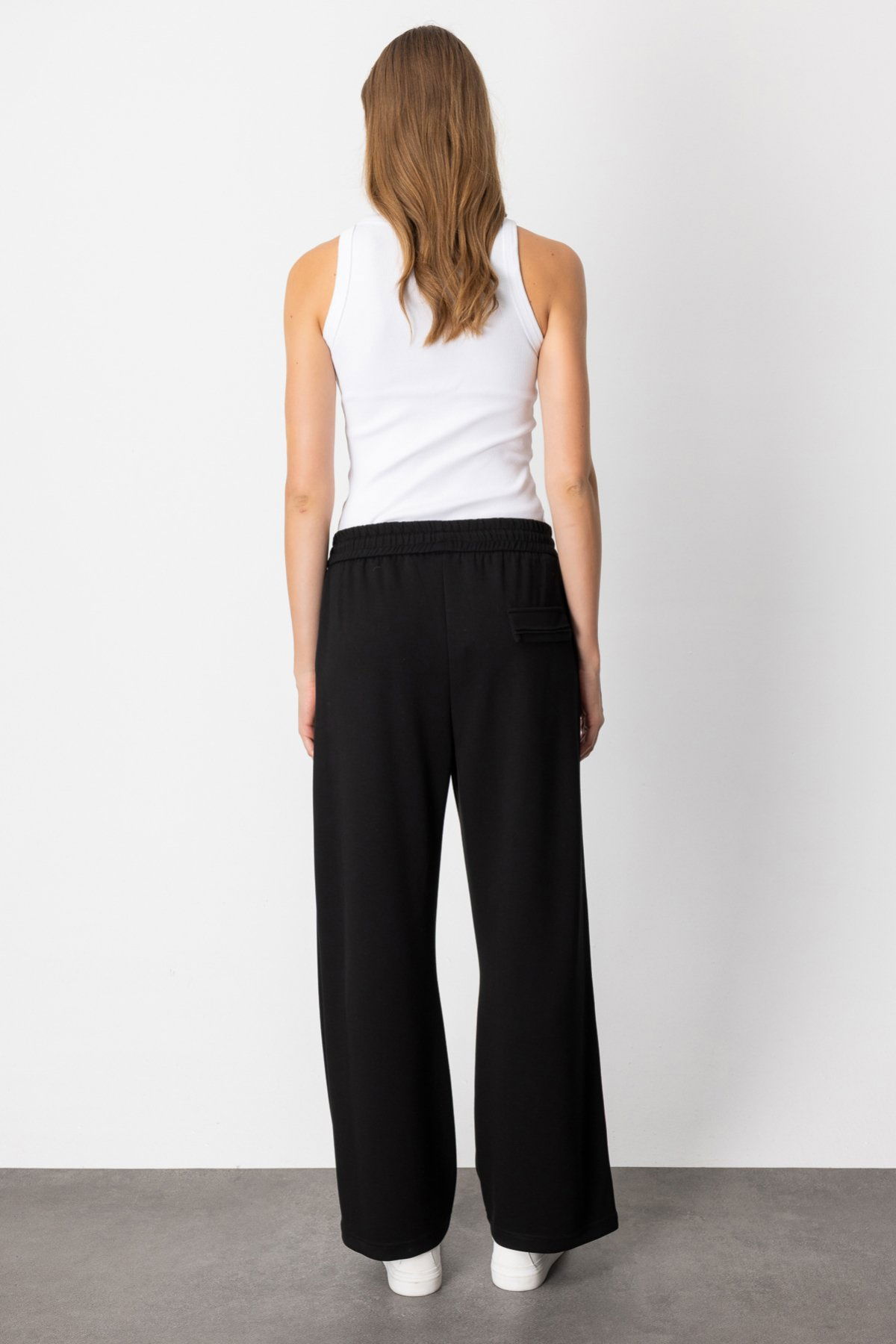 On Kadın Beli Lastikli Bol Paça Eşofman Altı 66510 Siyah - 4