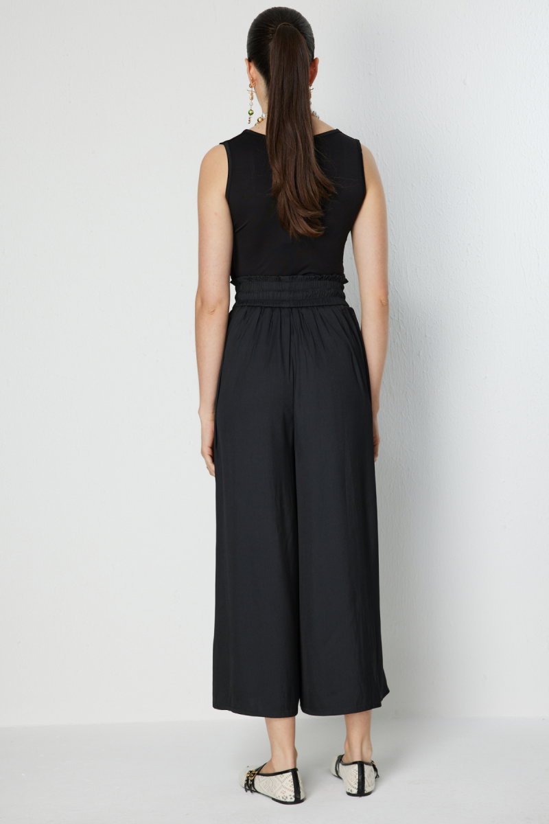 On Kadın Beli Lastikli Geniş Paça Pantolon 70136 Black - 4