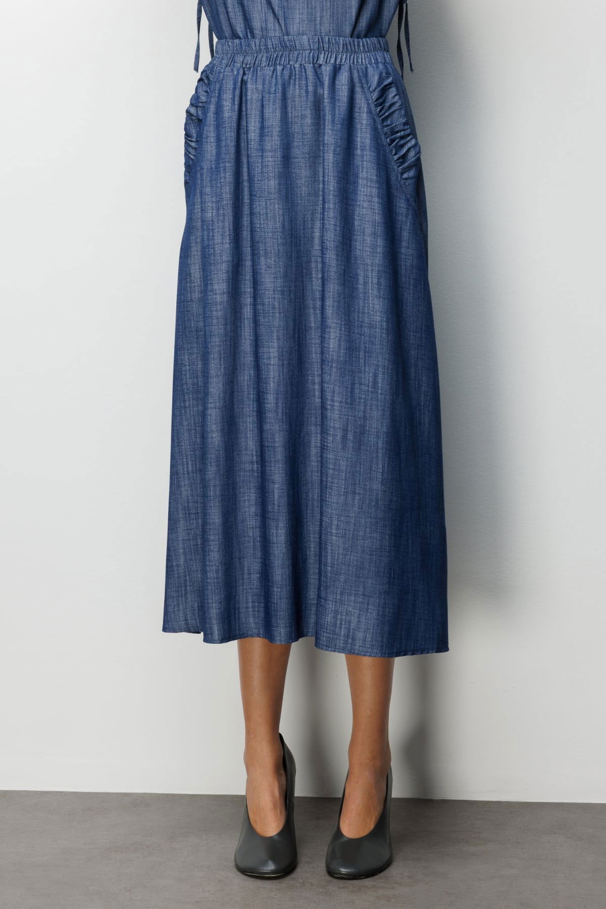 On Kadın Beli Lastikli Maxi Etek 74321 Indigo - 3