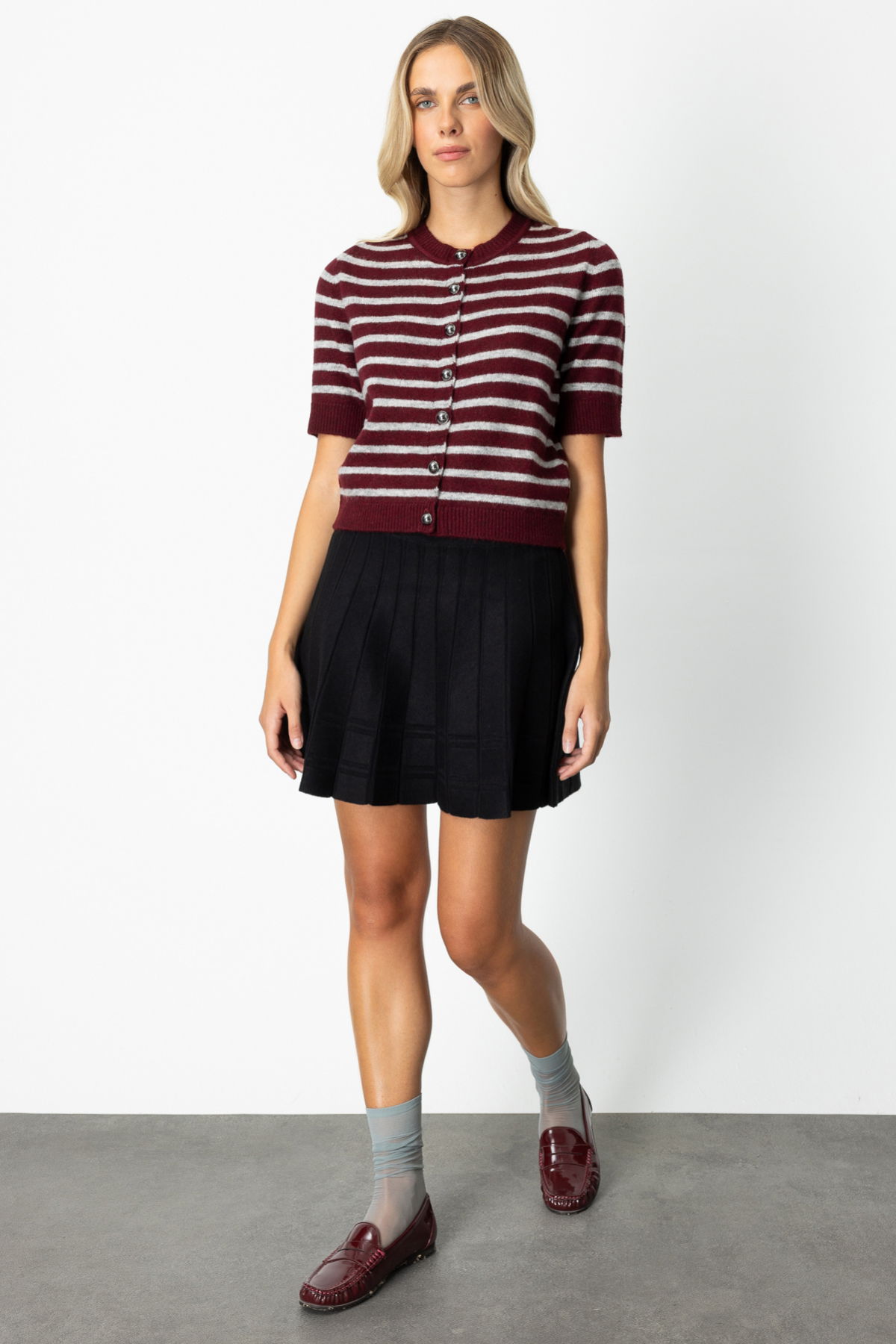 On Kadın Beli Lastikli Mini Triko Etek 60204 Siyah - 1