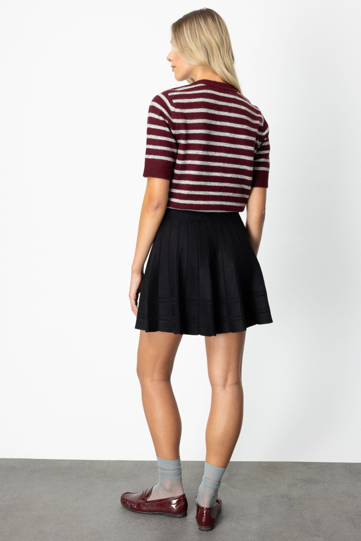 On Kadın Beli Lastikli Mini Triko Etek 60204 Siyah - 4